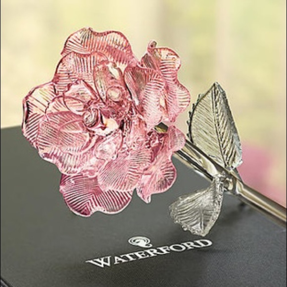 Waterford glass pink rose